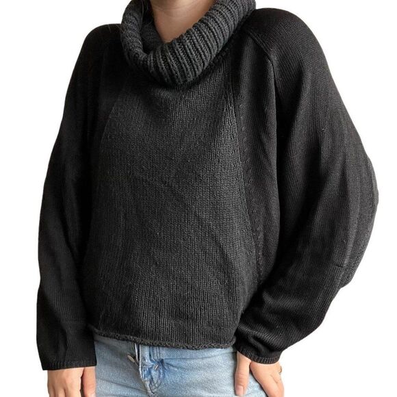 Helmut Lang Womens Black Alpaca Blend Oversized Turtleneck Lightweight Sweater - Picture 7 of 9